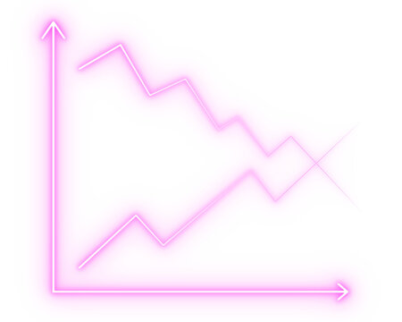 pink neon growth arrow chart png transparent background, glowing line graph arrow png isolated transparent background, business upward trend arrow png transparent background