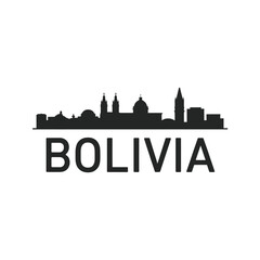 Obraz premium Silhouette of a bolivian city skyline with the country name below
