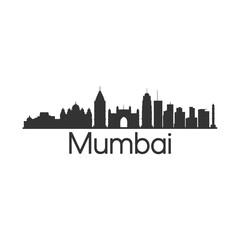 Fototapeta premium Silhouette of mumbai skyline with the city s name prominently displayed