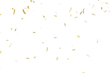Naklejka premium 3d Render of Falling Golden Confetti and Luxury Gold Ribbons for Festive Celebration