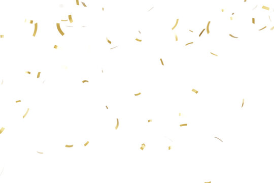3d Render of Falling Golden Confetti and Luxury Gold Ribbons for Festive Celebration