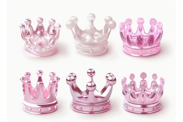 Crown icon, king symbol, 3d realistic princess sign, queen, royal emblem, royalty, crown isolated