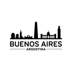 Fototapeta premium Buenos Aires skyline illustration with city name and country below