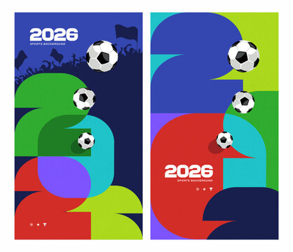 Soccer Championship Poster Designs With Abstract Geometric 2026 Numbers
