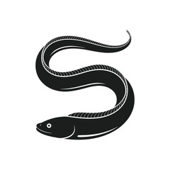 Obraz premium Black and white illustration of an eel shaped like the letter s