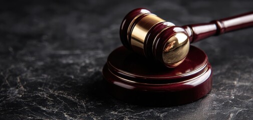 Obraz premium The Gavel on a Marble Surface Symbolizing Justice and Courtroom Authority