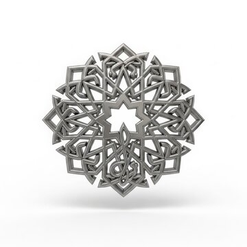 Glossy 3 d islamic geometric decorative silver color