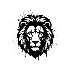 Obraz premium Fierce lion head stencil graffiti art on white background