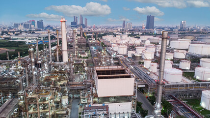 Oil and gas industry - refinery factory zone, The equipment of oil refining,Close-up of industrial...