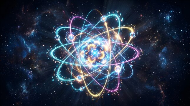 Abstract Atom Model with Glowing Nucleus in Deep Cosmic Space