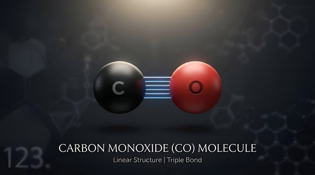 Carbon Monoxide CO Molecule Scientific 3D Model Linear Structure
