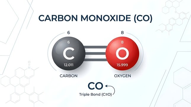 Carbon Monoxide CO Molecular Structure Diagram with Triple Bond