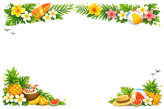 tropical beach frame, beach frame design, tropical border frame, seaside frame template, ocean beach frame, palm leaf frame design, summer beach border, tropical photo frame, coastal frame layout, bea