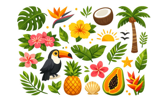 tropical botanical paradise, botanical paradise illustration, tropical jungle illustration, lush tropical foliage, exotic plant paradise, rainforest botanical art, tropical nature scene, vibrant jungl