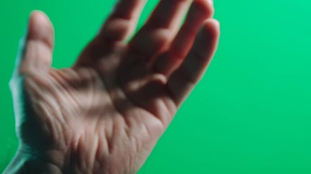 Human Hand Gesturing on Green Screen for Virtual Reality Interface Interaction.