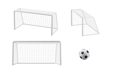 A soccer ball and goal net, 3d rendering. © Vink Fan