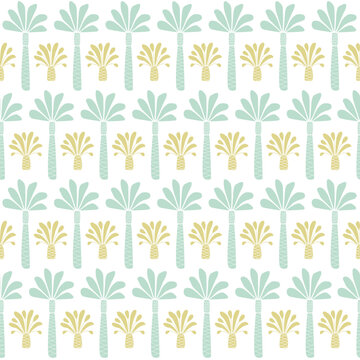 Seamless pattern with palm trees, tropical surface design for textiles or backgrounds.