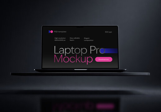 Laptop Mockup on Dark Stage