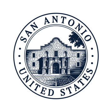 San antonio city seal featuring the alamo mission in detailed engraving