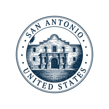 San Antonio city seal featuring the historic Alamo mission building