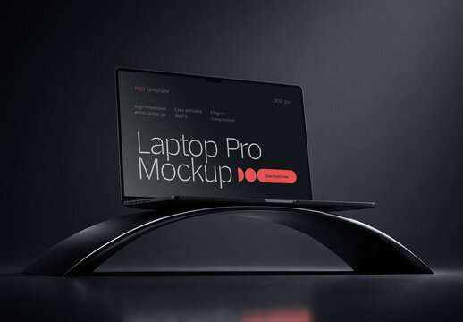 Laptop Mockup on Dark Stage