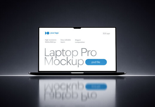 Laptop Mockup on Dark Stage