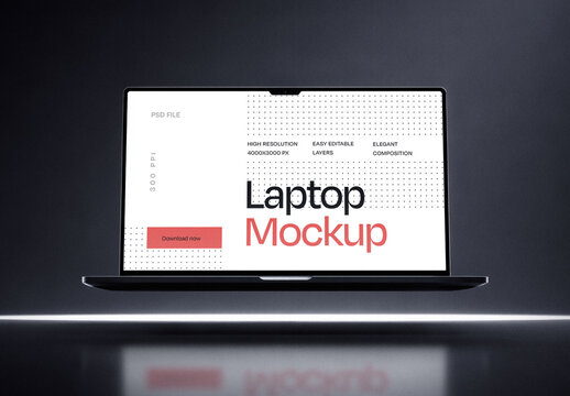 Laptop Mockup on Dark Stage
