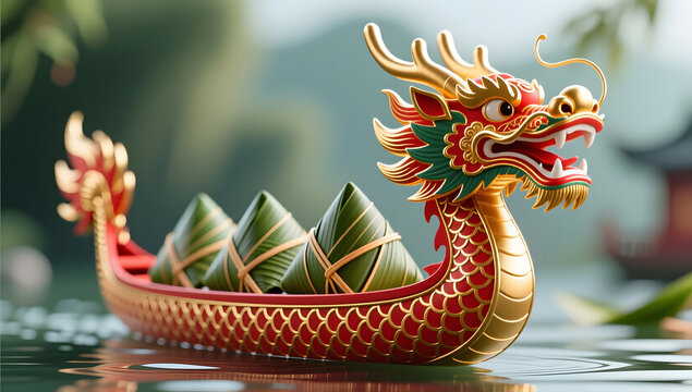 Dragon Boat Festival dragon head details showing traditional charm