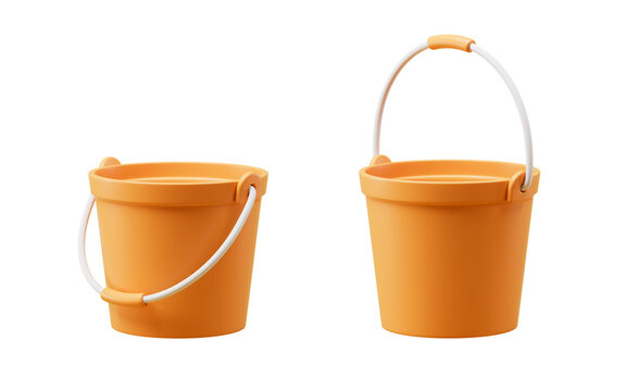 An orange fishing bucket, 3d rendering.