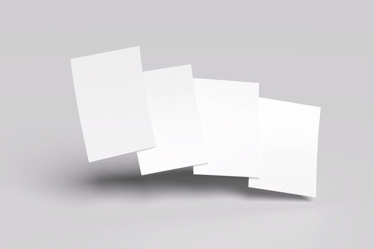Simple Flyer Mockup Clean Paper Floating Composition Simple notepaper piece for office illustration