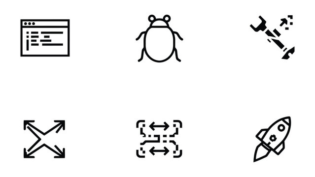Software Icons: This image showcases a collection of neatly designed, simple software icons, perfect for representing various aspects of the digital realm.
