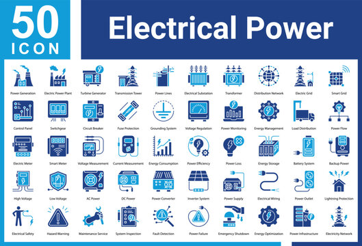 Electrical Power Systems icon set and collection