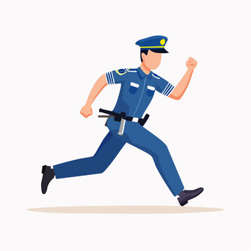 Running Police Officer Illustration