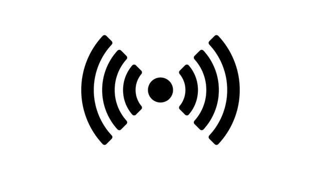 Wireless Signal Radio Wave Icon Seamless Loop Animation - White and Transparent Background, Motion Graphic with Alpha Channel