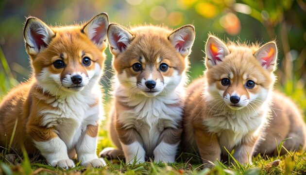 Fox cubs trio