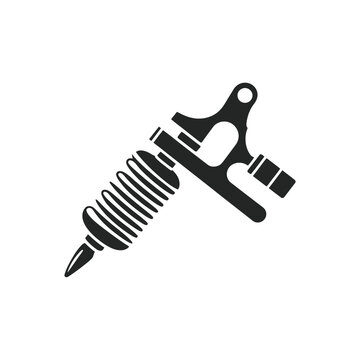 Black silhouette illustration of a professional tattoo machine for body art