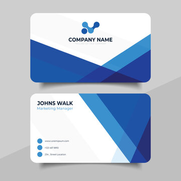 Elegant blue gradient business name card template cover geometric triangle decoration