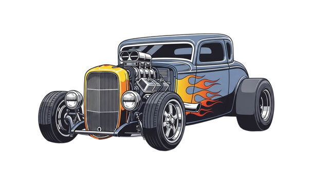 Vintage hot rod illustration a classic 1930s coupe with fiery details