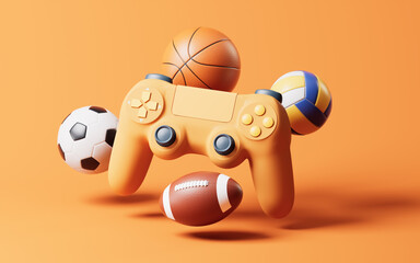 Various of sports games set and game pad, 3d rendering. © Vink Fan