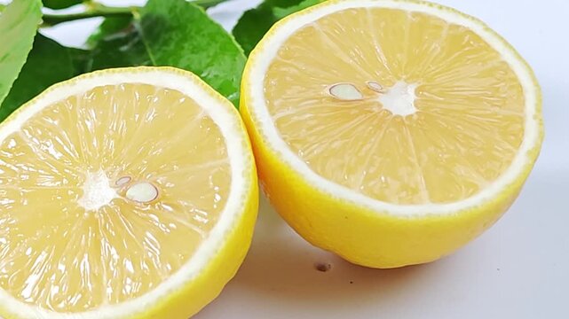Lemon isolated. Half and slice of lemon 