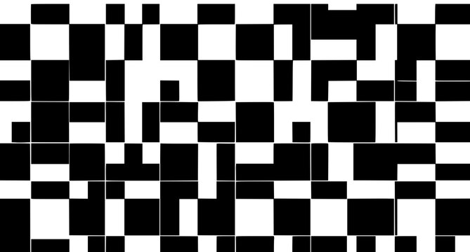 Abstract black and white rectangular pixelated pattern background