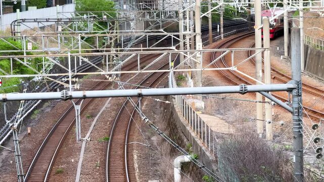 池袋大橋下を通過する山手線と湘南新宿ライン特急きぬがわ