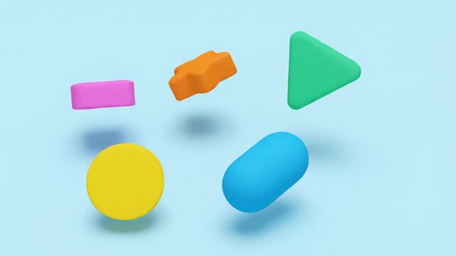 Playful 3D abstract shapes symbolizing dynamic digital communication and interaction