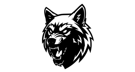 Obraz premium Aggressive wolf head illustration a bold black and white design
