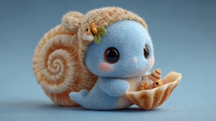 Fototapeta premium Cute Cartoon Snail Animal Shell Ocean Baby.