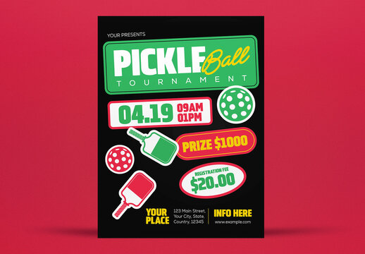Green and Red Pickleball Tournament Flyer Layout