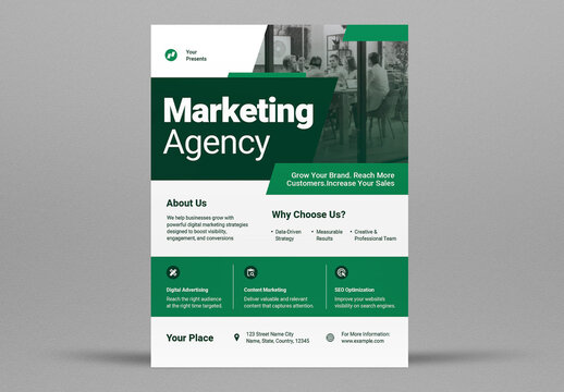 Green Modern Marketing Agency Flyer Layout