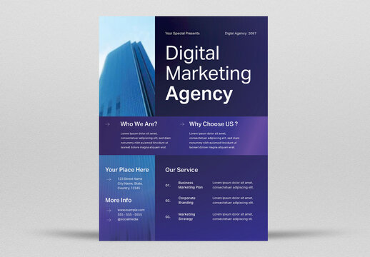Purple Gradient Marketing Agency Flyer Layout