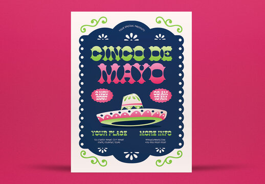 Beige and Blue Elemental Folk Cinco De Mayo Flyer Layout