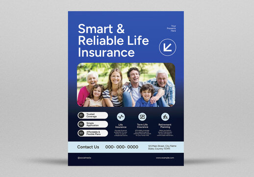 Blue Corporate Insurance Flyer Layout